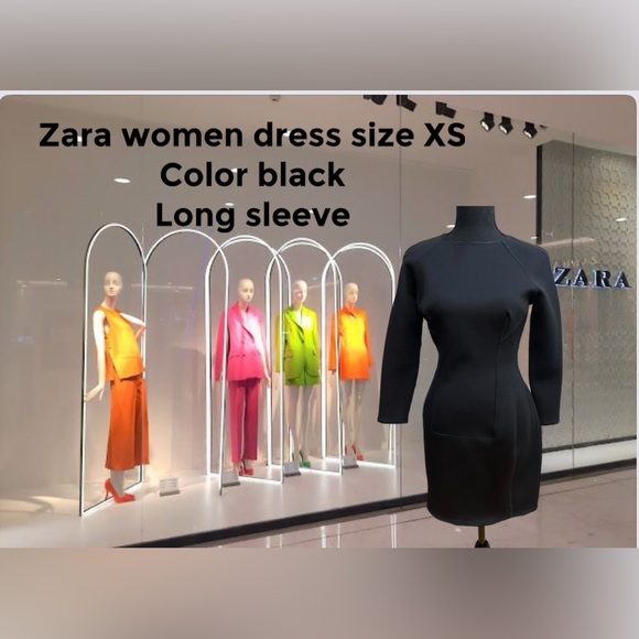 Zara size XS Chic Black Long-Sleeve Dress - Picture 4 of 16
